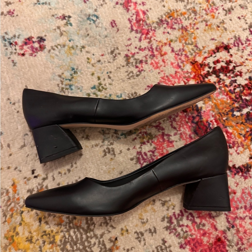 NWOB Franco Sarto Racer Block Heel Pump Black Size 7.f - Picture 3 of 5